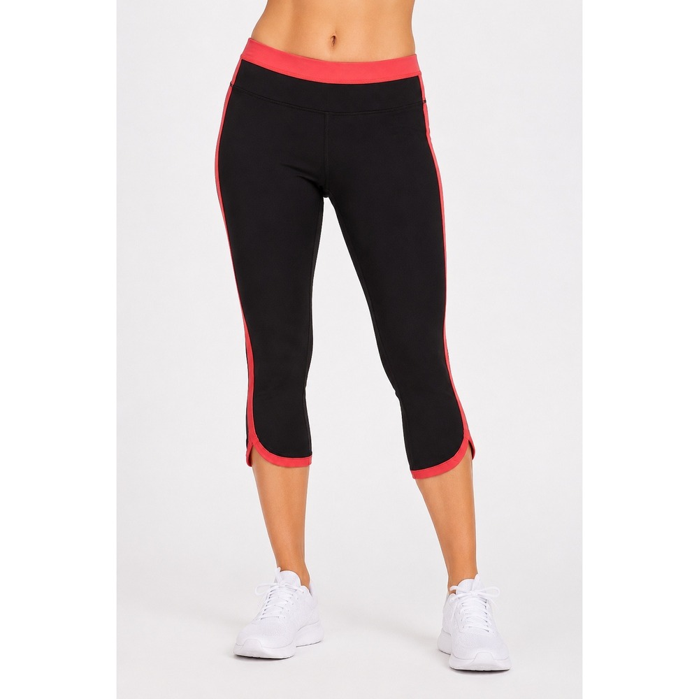 Victoria's Secret VSX Sport Leggings Womens M Black Pink Capri Cropped Excellent